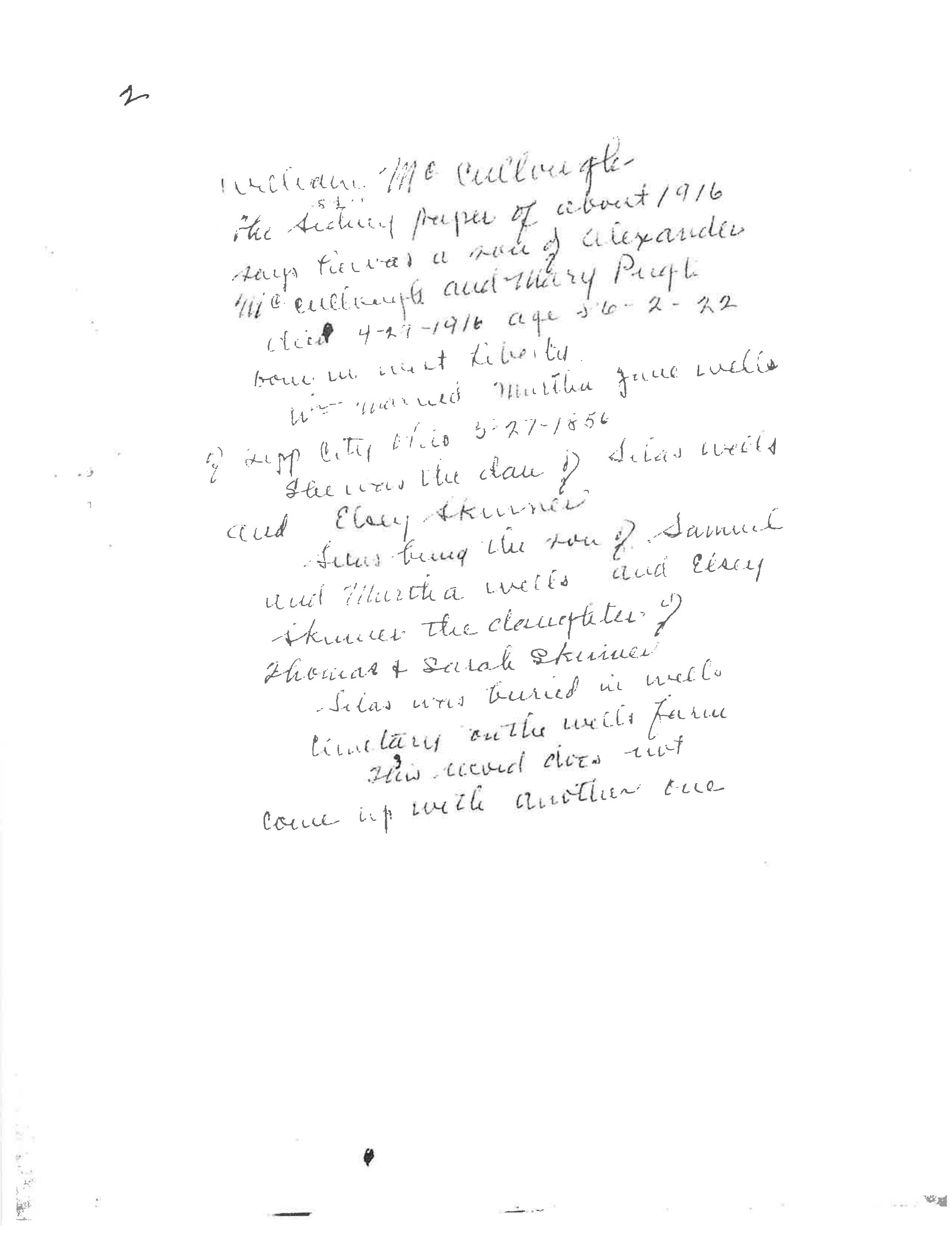 Notes about William McCullough's family line